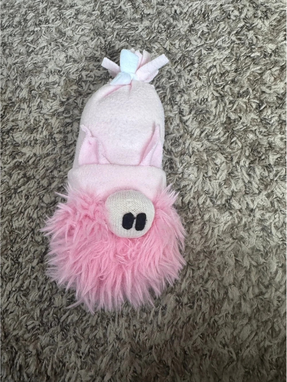 Handmade Pink Pig Gnome Plush Farmhouse Decor Shaggy Beard Whimsical